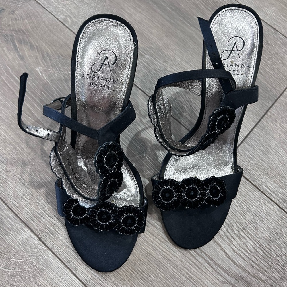 ADRIANNA PAPEL • Black Heel Stiletto Sandal • sz 7.5 M • - Picture 8 of 8
